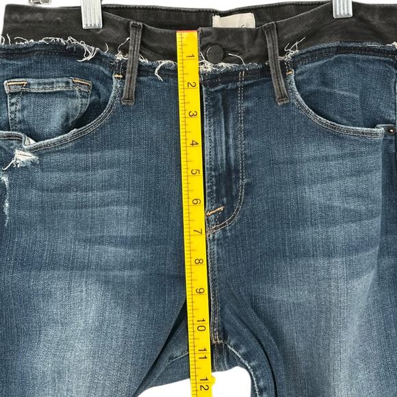 Frame Le Crop Mini Boot Blue Ripped Distressed Flared Jeans Womens Size 29 - Picture 7 of 8